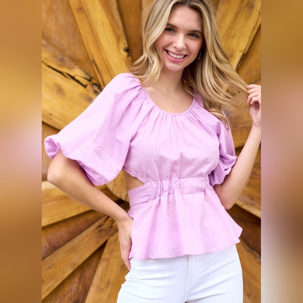 Buble back tie top - Lavender